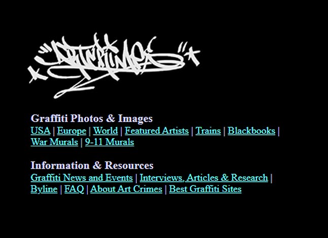 Screenshot of graffiti.org website.