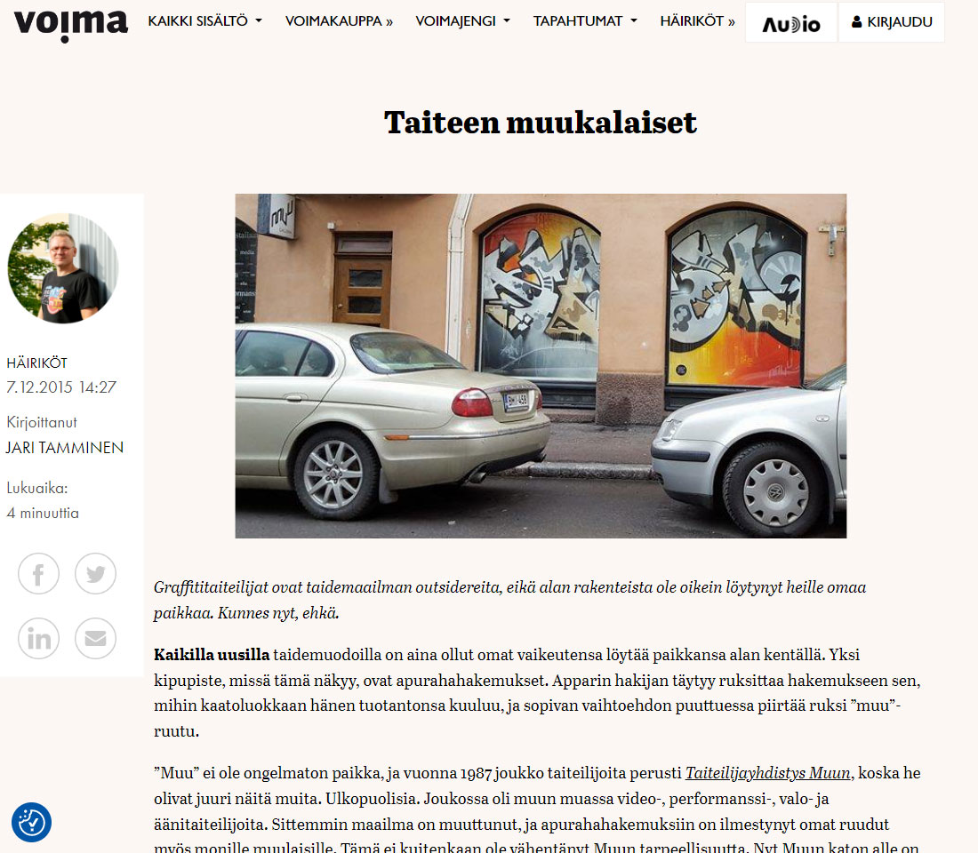A screenshot from Voima-website.