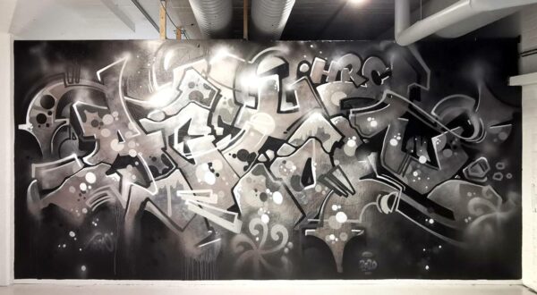 Black and white Acton-graffiti.