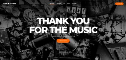 A screenshot from the front page of Thankyouforthemusic.net website.